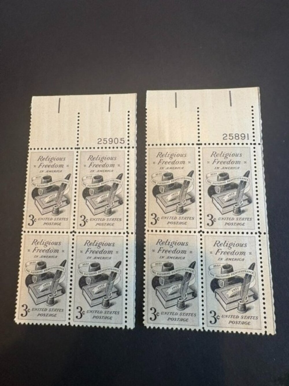 Religious Freedom in America Vintage Blocks of Stamps